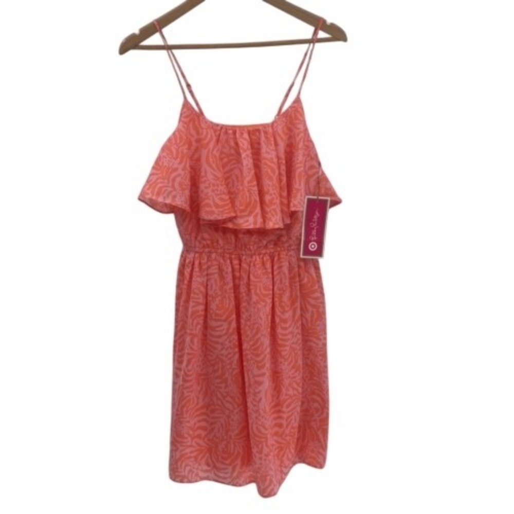 Lilly Pulitzer For Target‎ Dress Women Size Small Pink Orange Ruffle Top New